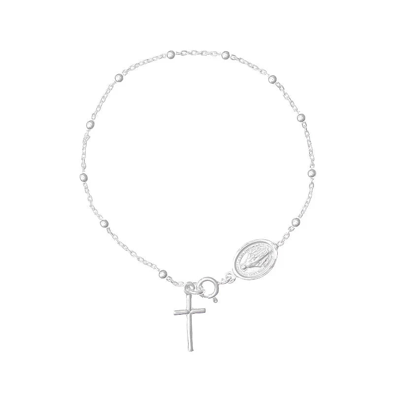 Pulsera Rosario Virgen de La Milagrosa 19cm en Plata 925