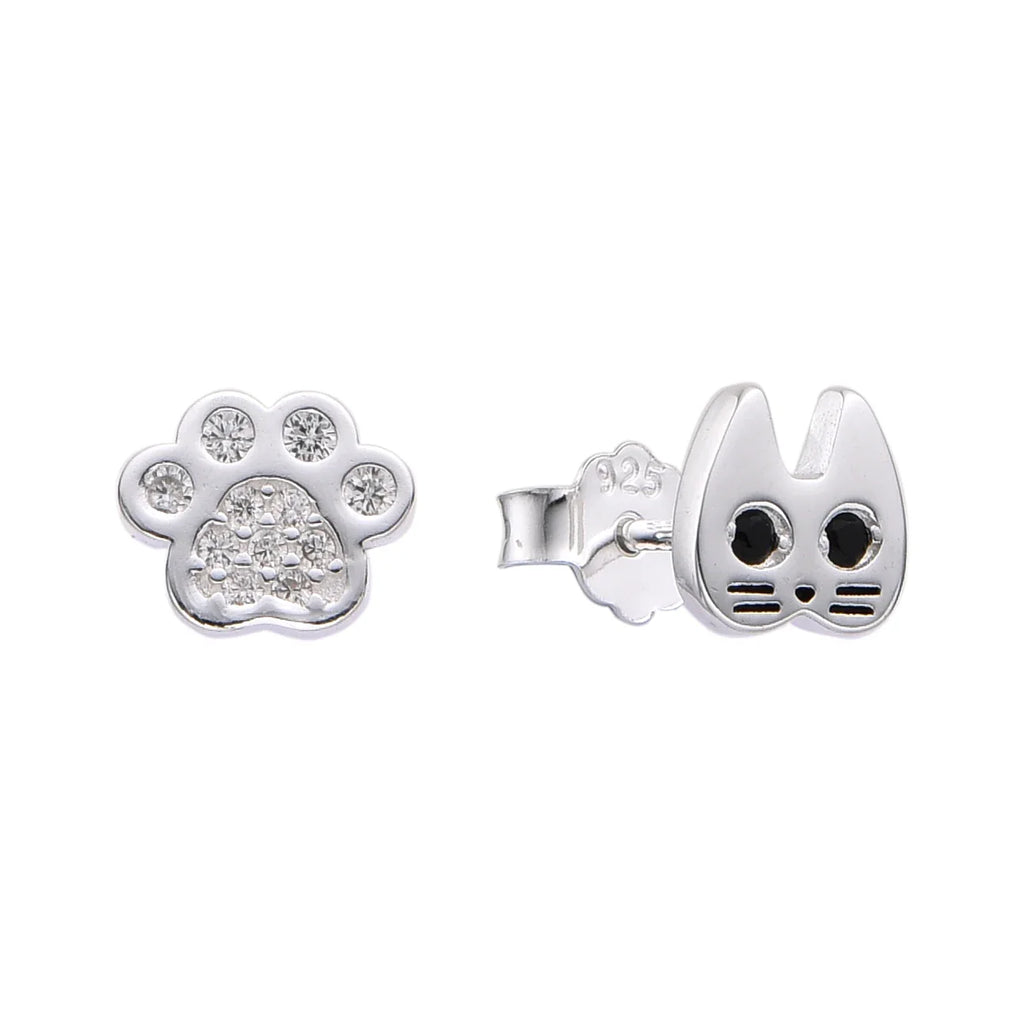 Zarcillos de Gato y Huellita en Plata 925