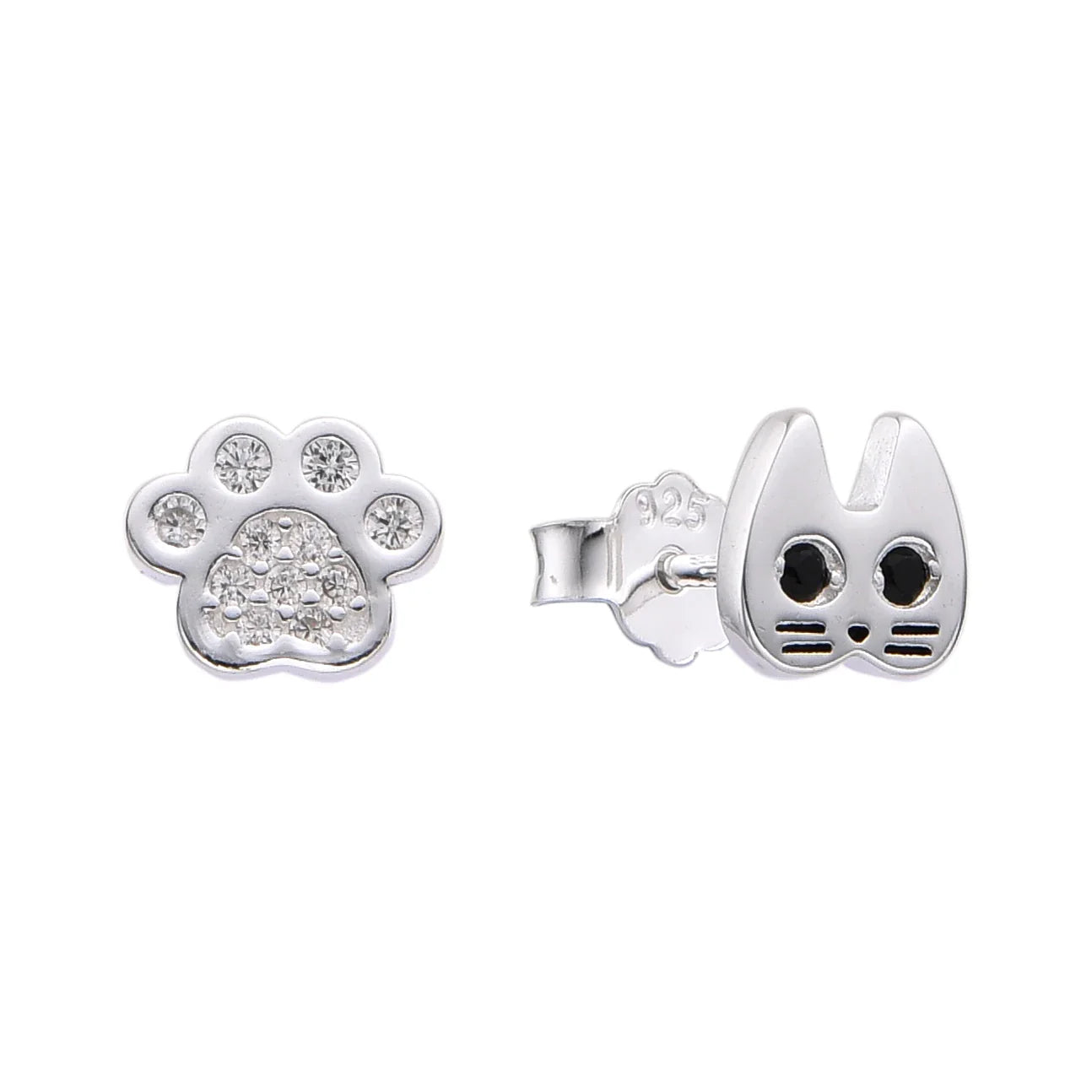 Zarcillos de Gato y Huellita en Plata 925