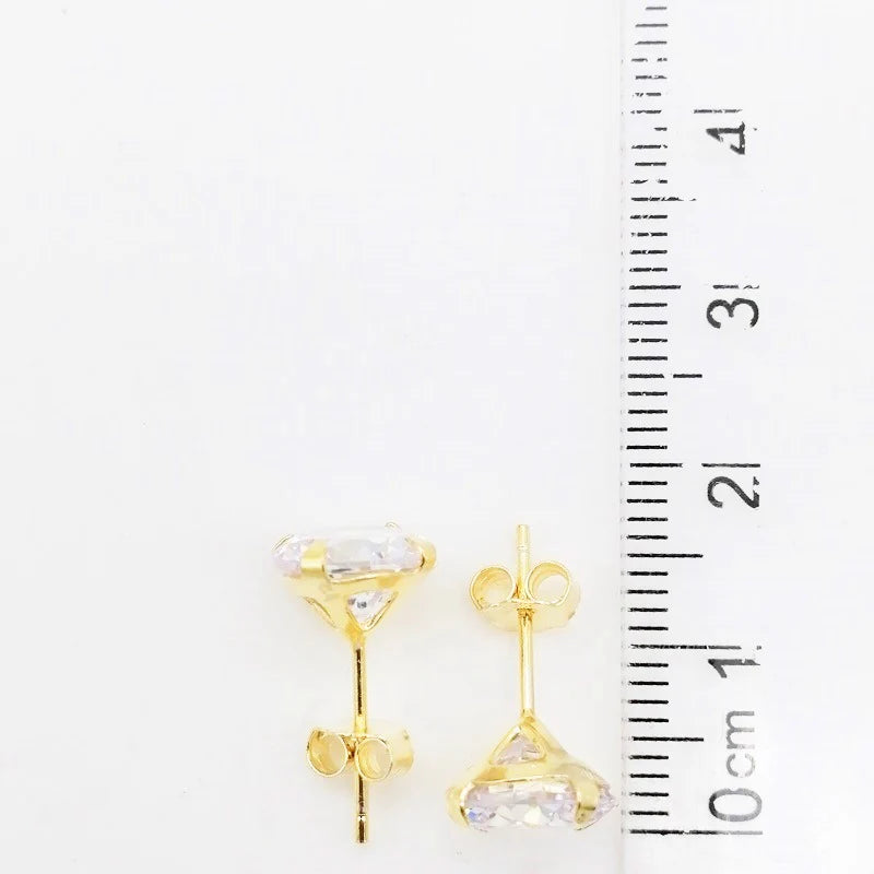 Zarcillos de Circón Redondo 9mm en Plata 925 con Baño de Oro