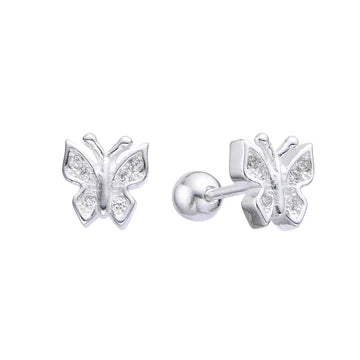 Zarcillos de Rosca de Mariposa en Plata 925
