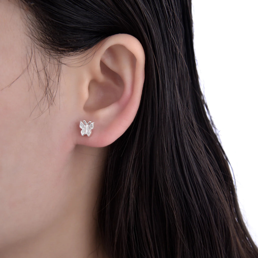 Zarcillos de Rosca de Mariposa en Plata 925