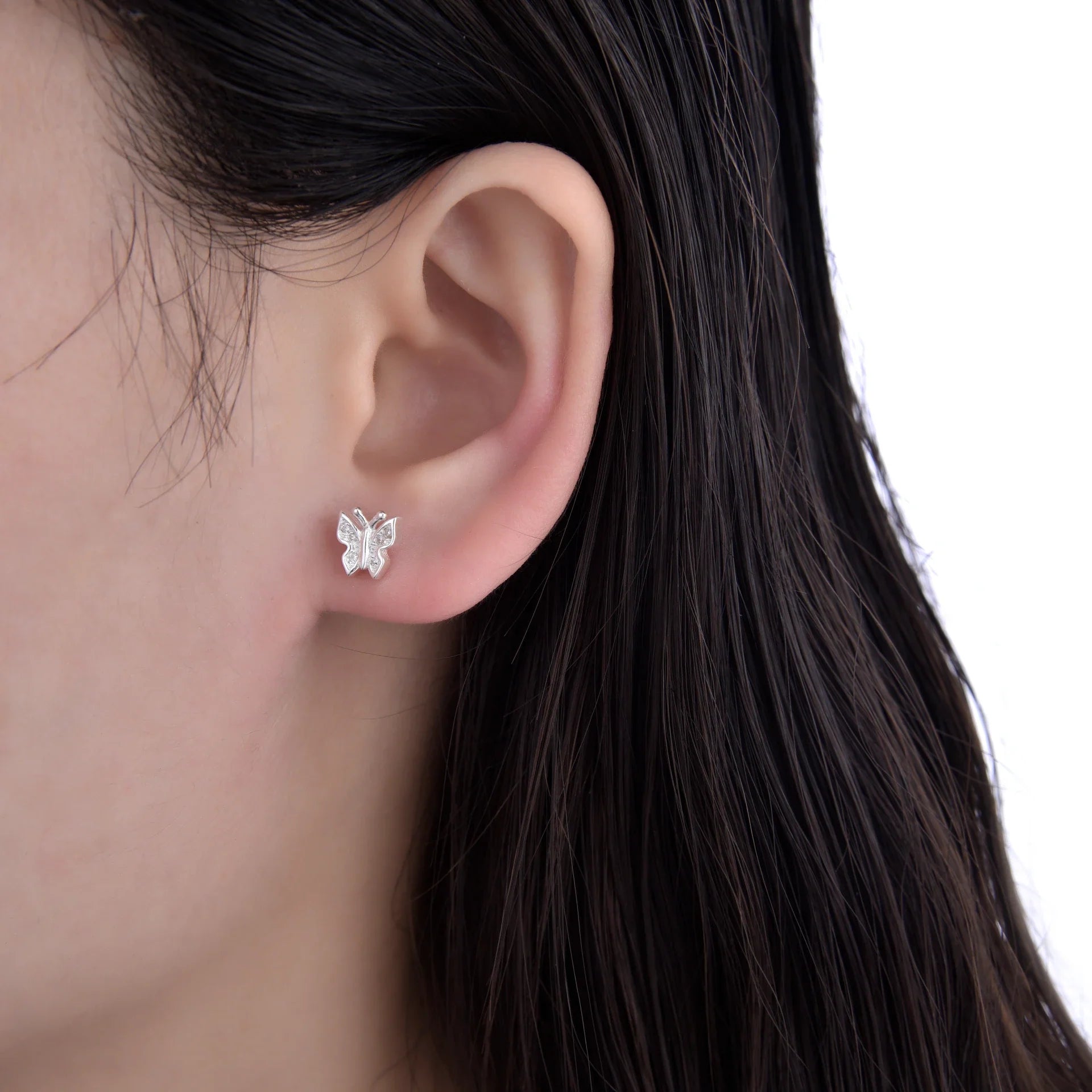 Zarcillos de Rosca de Mariposa en Plata 925
