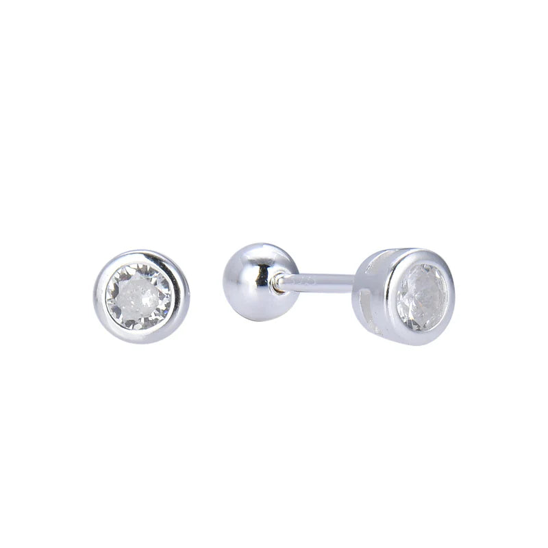 Zarcillos de Rosca Punto Luz 4mm en Plata 925