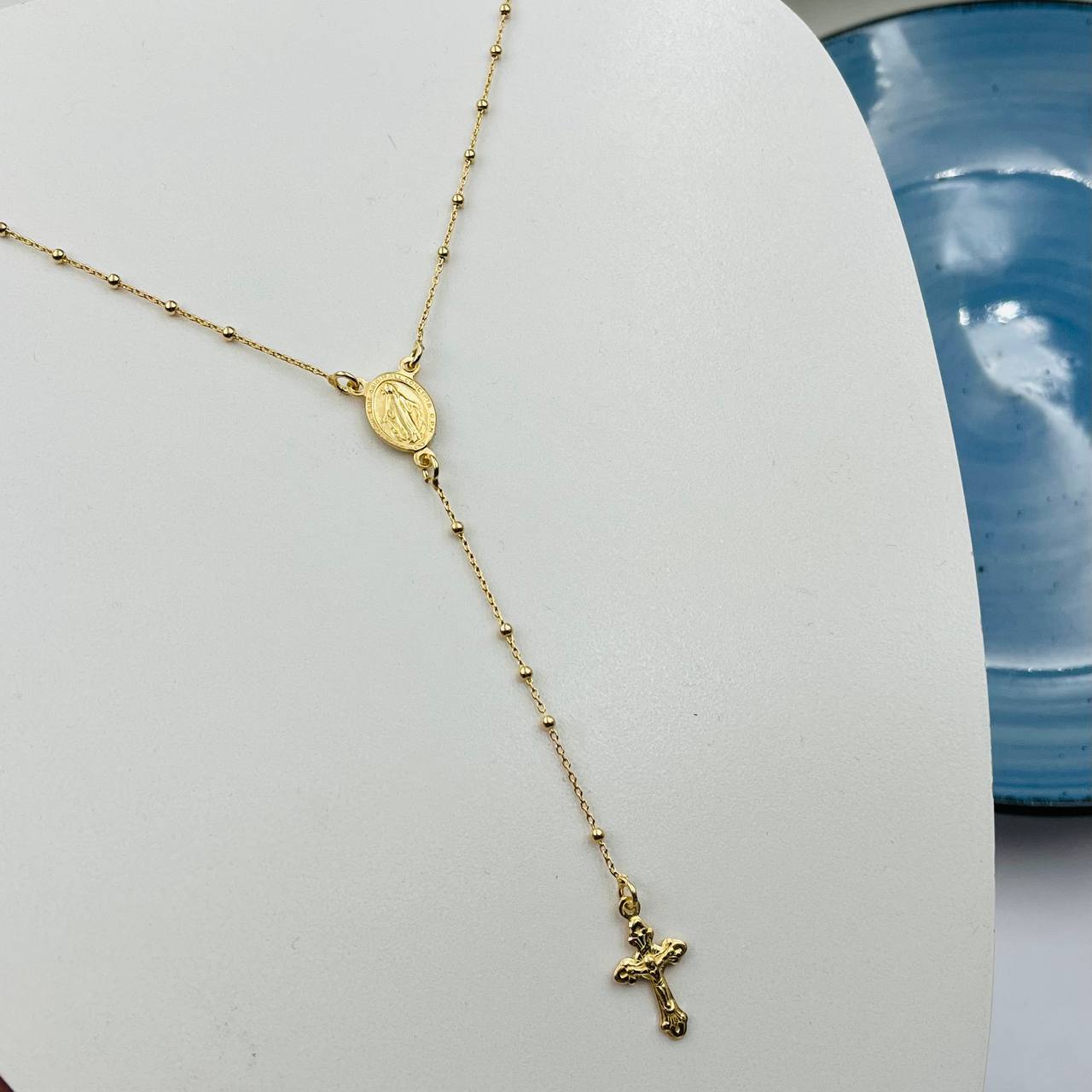 Rosario en Plata 925 con Baño de Oro 60cm