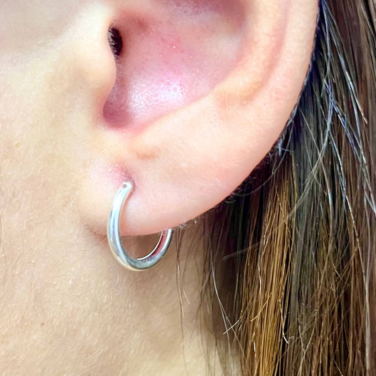 Argollas Lisas 13mm En Plata 925