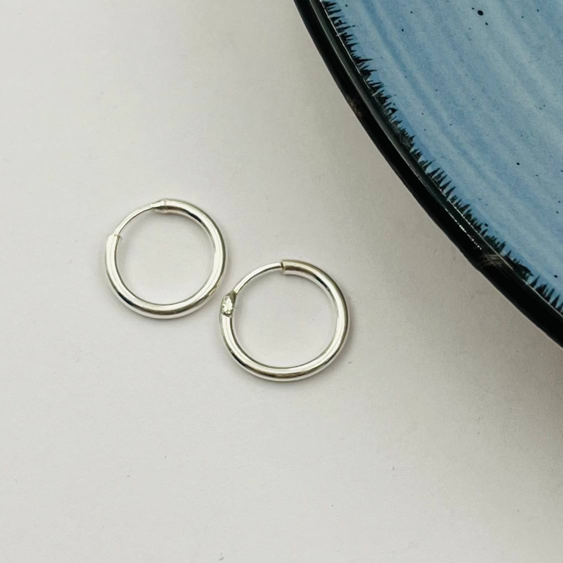 Argollas Lisas 13mm En Plata 925