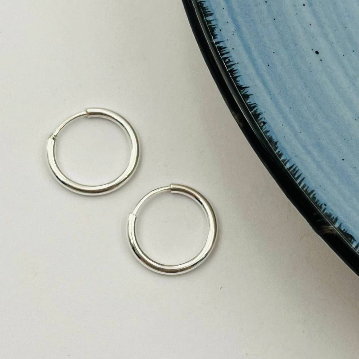 Argollas Lisas 15mm En Plata 925