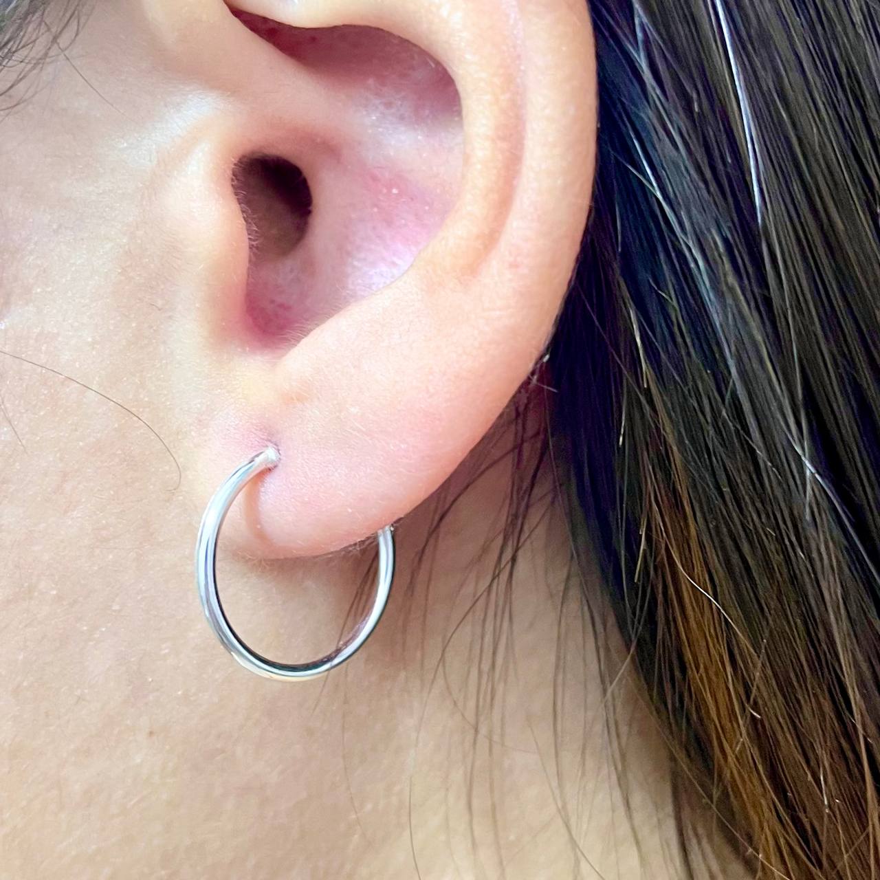 Argollas Lisas 17mm En Plata 925