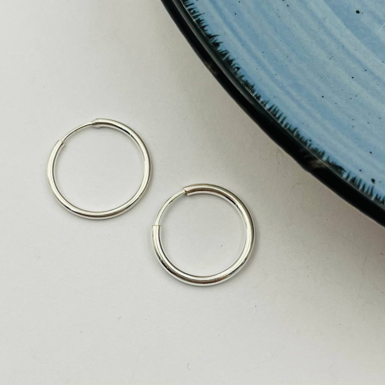 Argollas Lisas 17mm En Plata 925