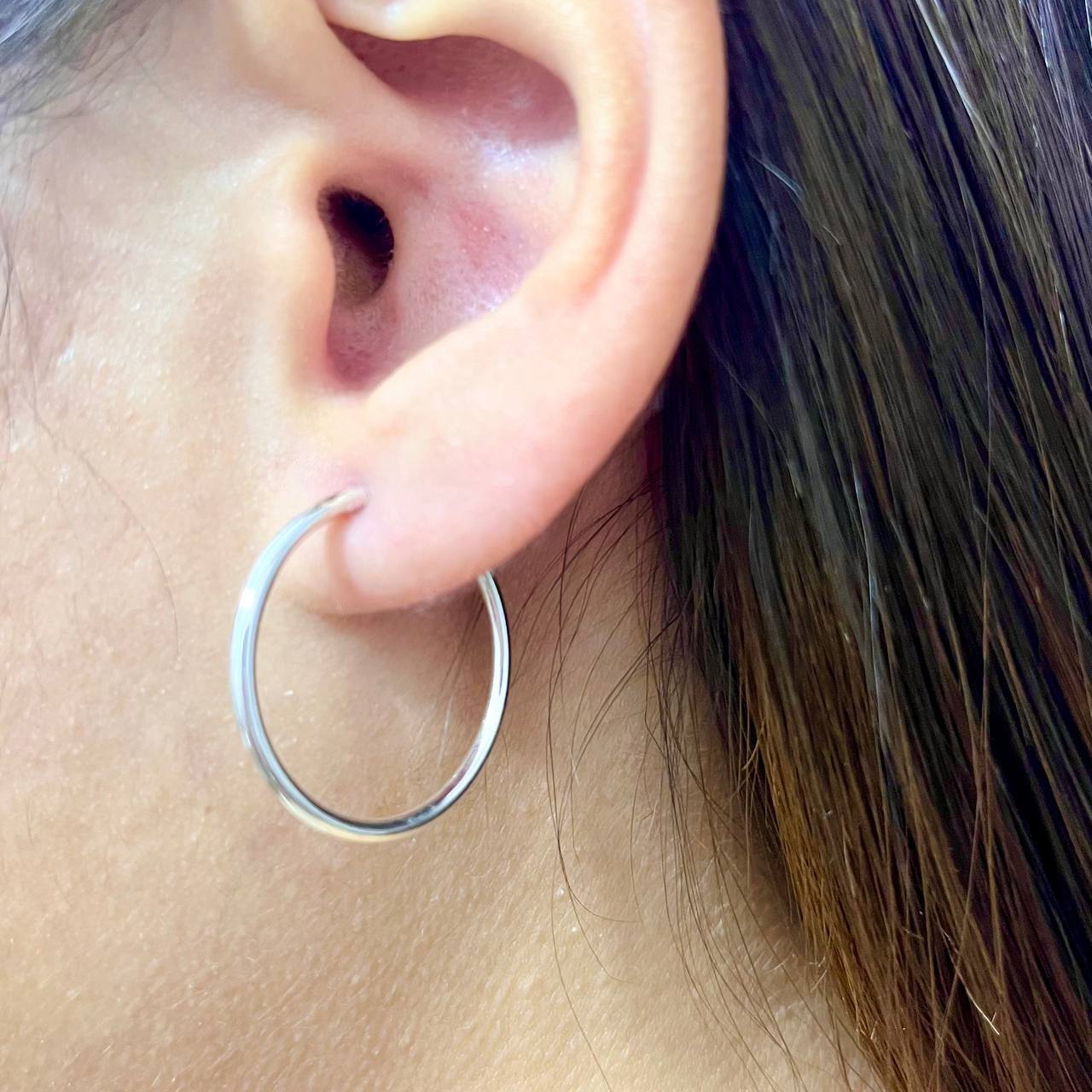 Argollas Lisas 22mm En Plata 925