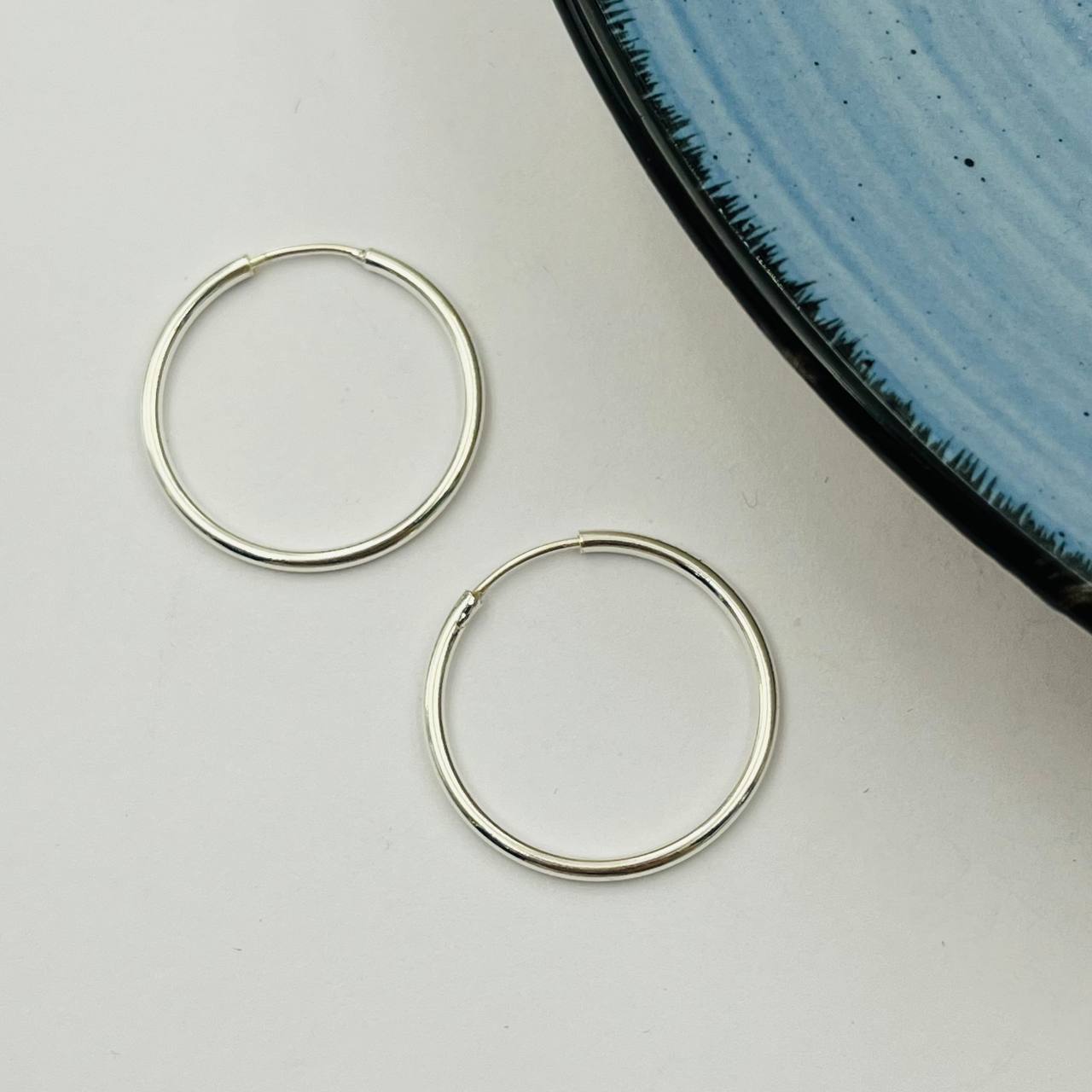 Argollas Lisas 22mm En Plata 925