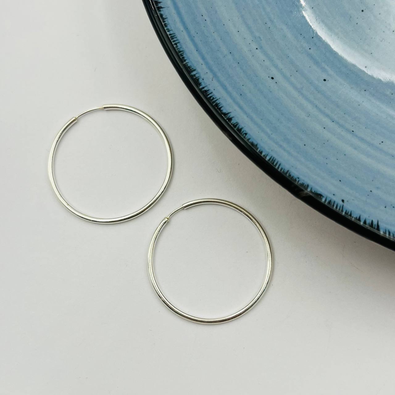 Argollas Lisas 30mm En Plata 925