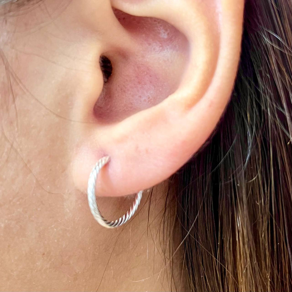 Argollas Entorchadas 15mm En Plata 925