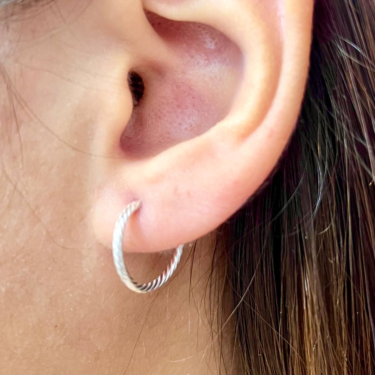 Argollas Entorchadas 15mm En Plata 925