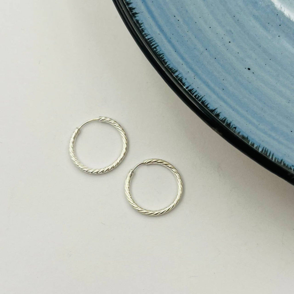 Argollas Entorchadas 15mm En Plata 925