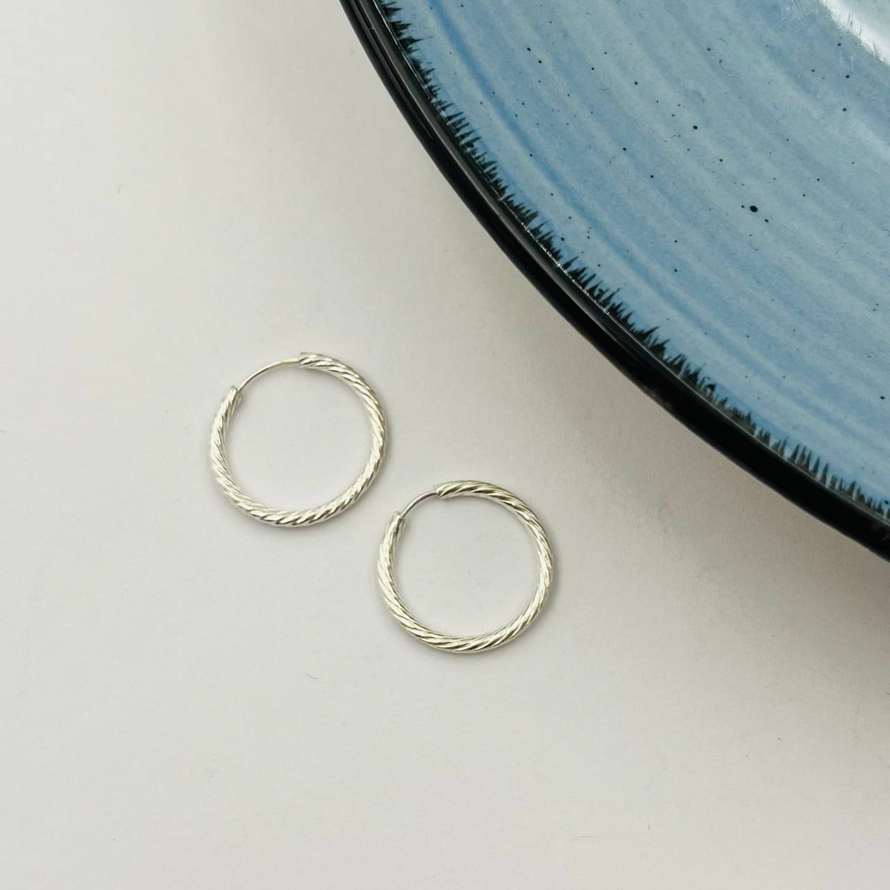 Argollas Entorchadas 15mm En Plata 925