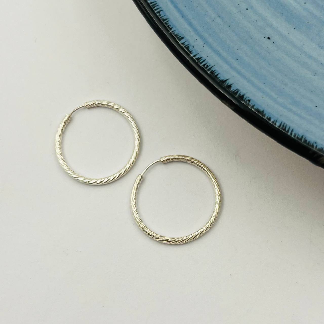 Argollas Entorchadas 19mm En Plata 925