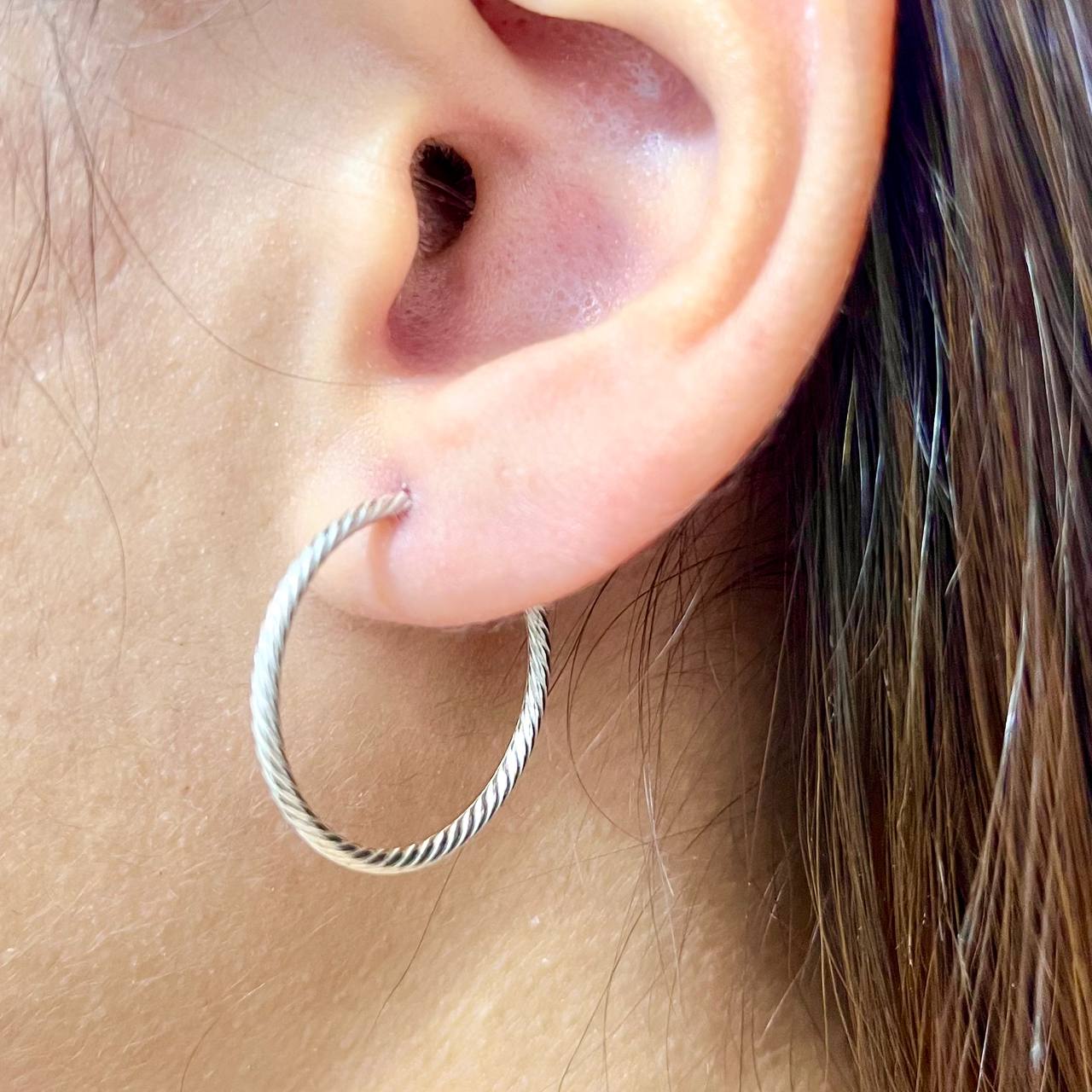 Argollas Entorchadas 22mm En Plata 925
