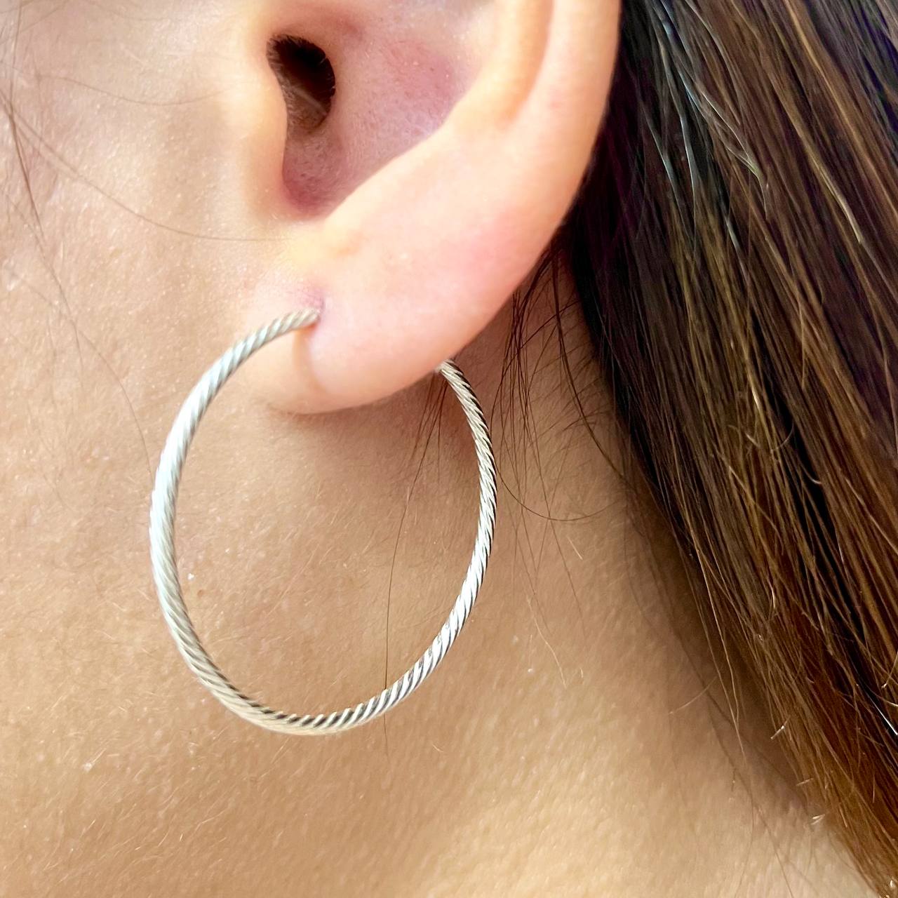 Argollas Entorchadas 30mm En Plata 925