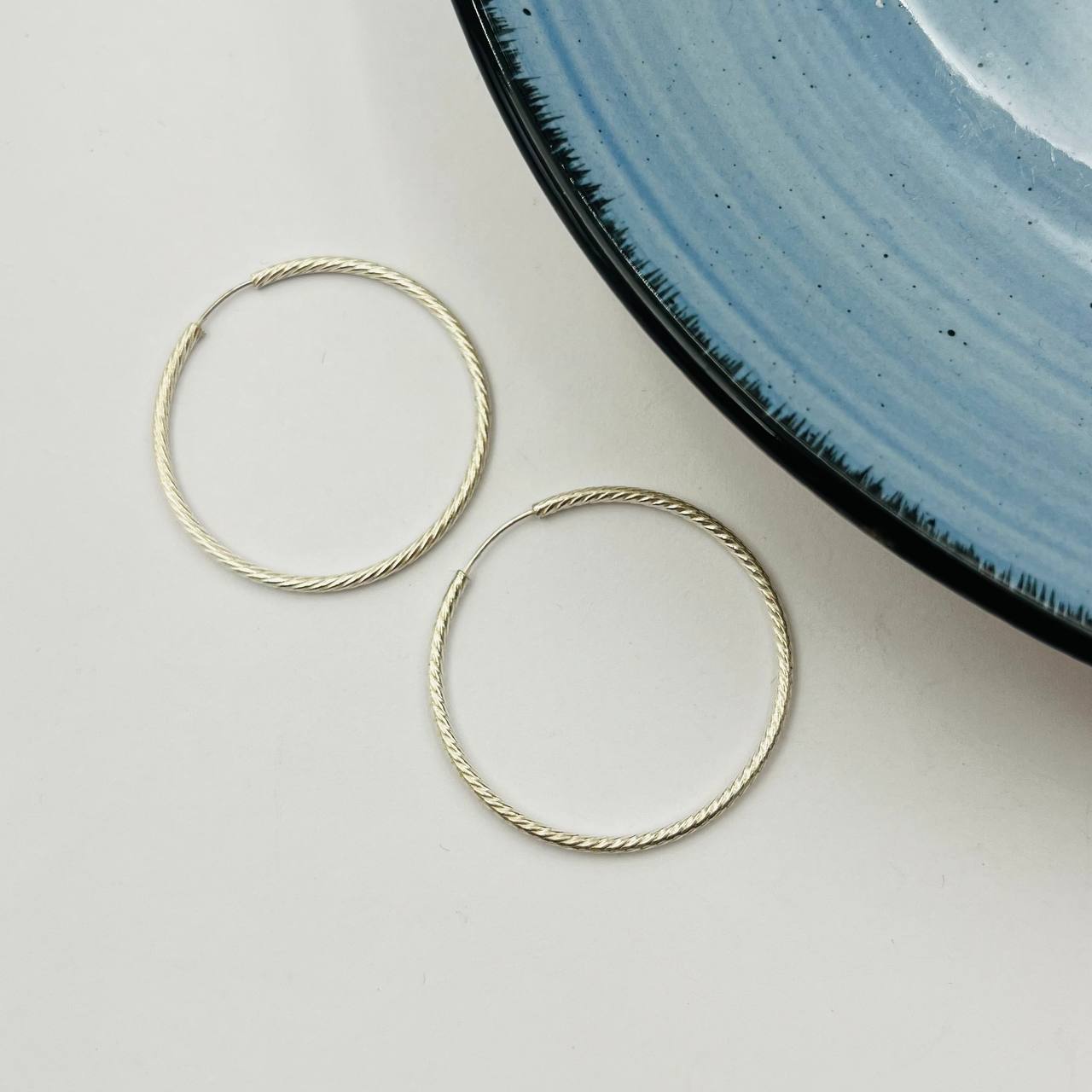 Argollas Entorchadas 30mm En Plata 925