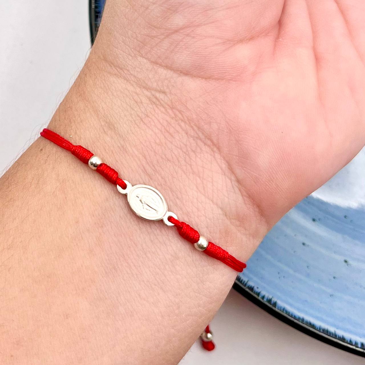 Pulsera de Dama Hilo Rojo de la Milagrosa en Plata 925