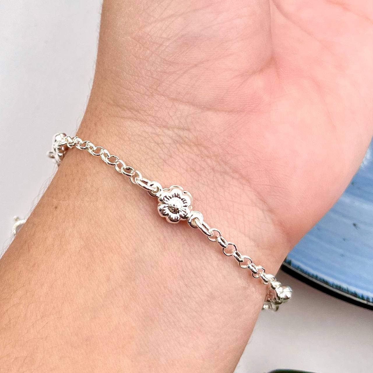 Pulsera de Flores en Plata 925