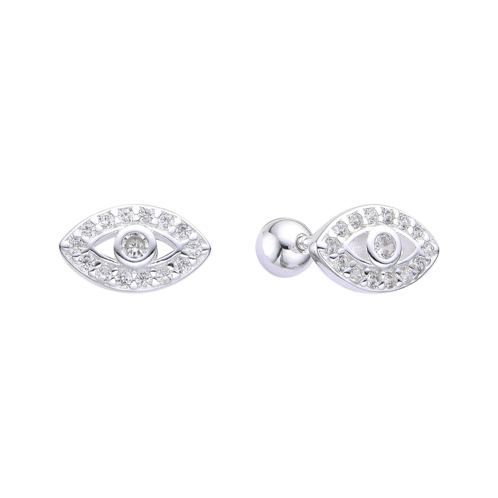 Zarcillos de Rosca de Ojito Turco en Plata 925