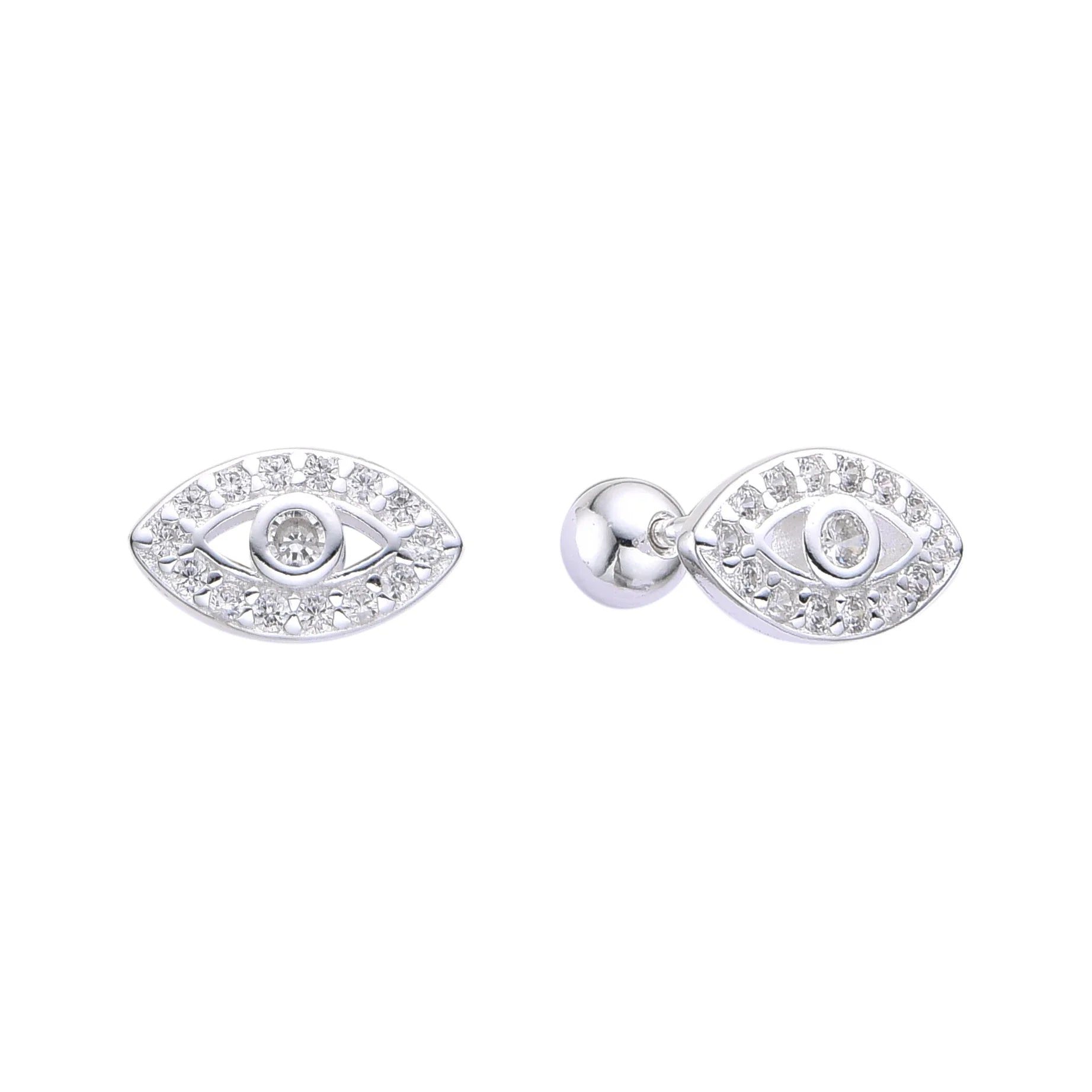 Zarcillos de Rosca de Ojito Turco en Plata 925