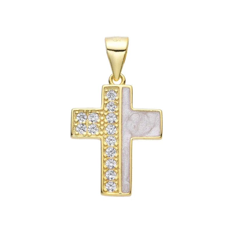 Dije de Cruz En Plata 925 Con Baño De Oro