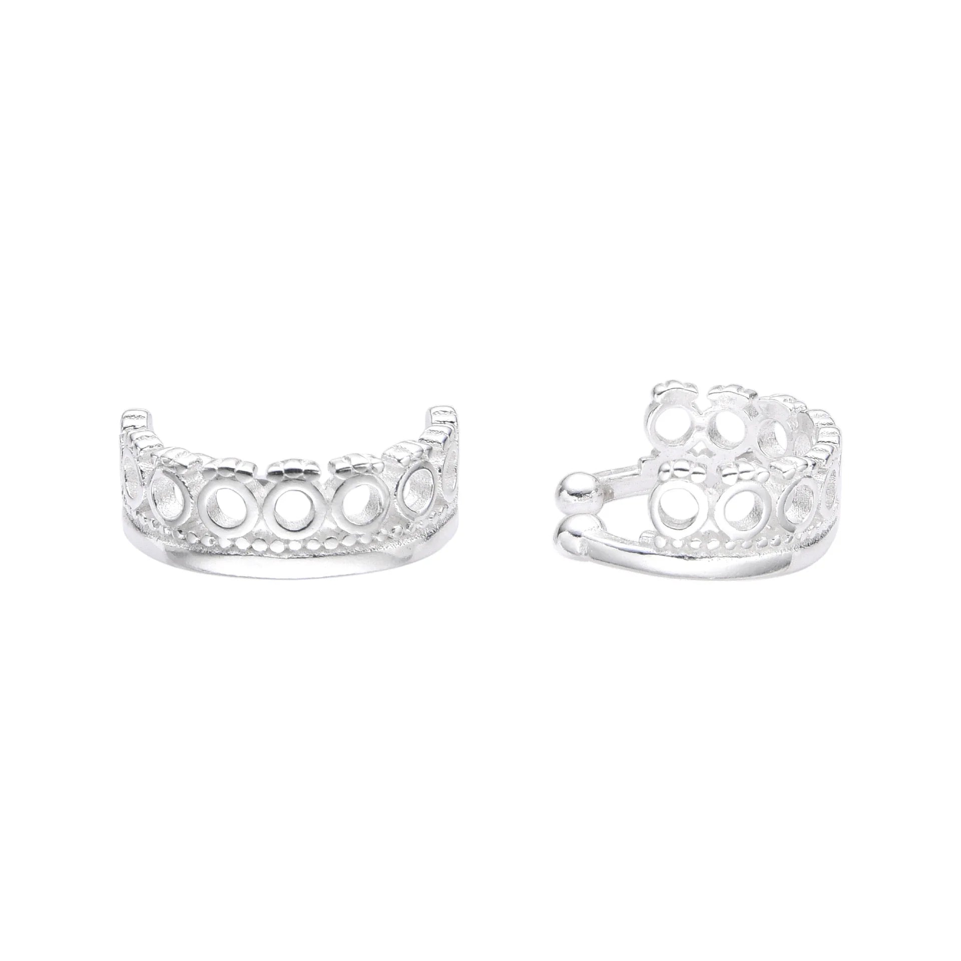 Zarcillo de Presión (Ear-Cuff) de Corona en Plata 925 (1Pieza)
