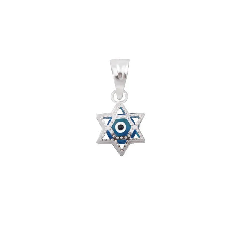 Dije de Ojo Turco Con Estrella De David En Plata 925