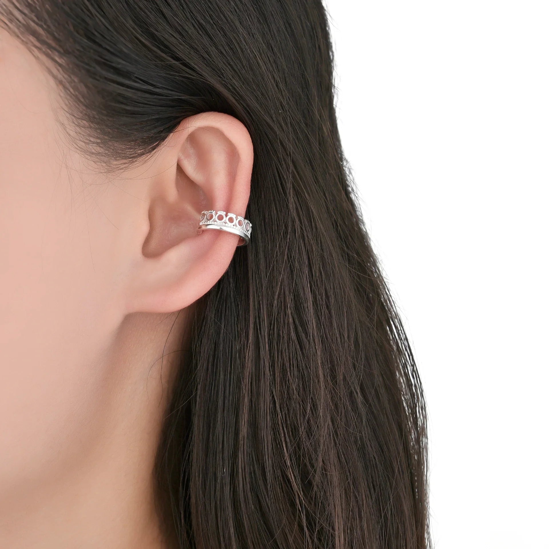 Zarcillo de Presión (Ear-Cuff) de Corona en Plata 925 (1Pieza)