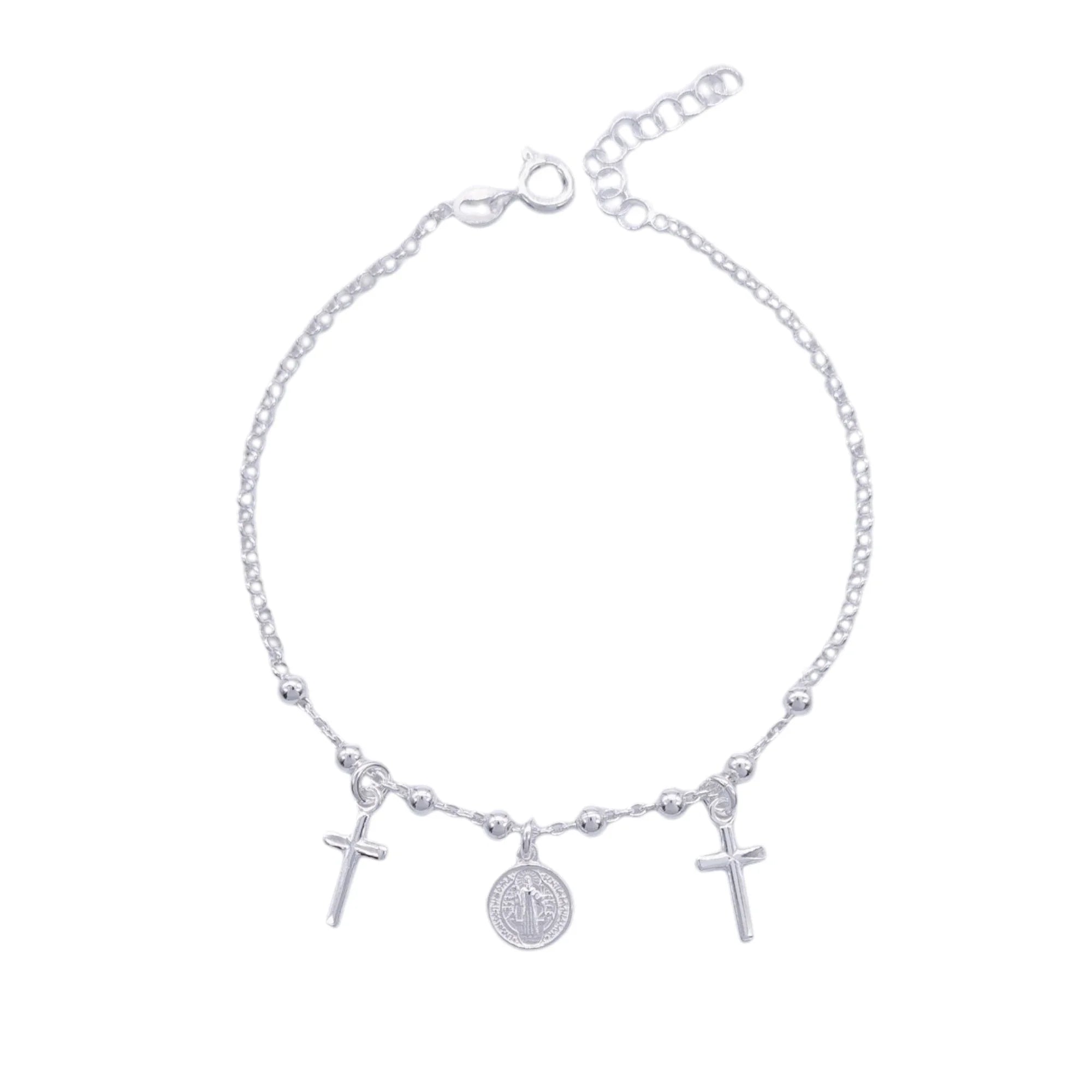 Pulsera de San Benito con Cruces en Plata 925
