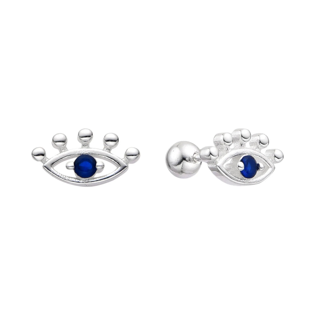 Zarcillos de Rosca de Ojo Turco en Plata 925