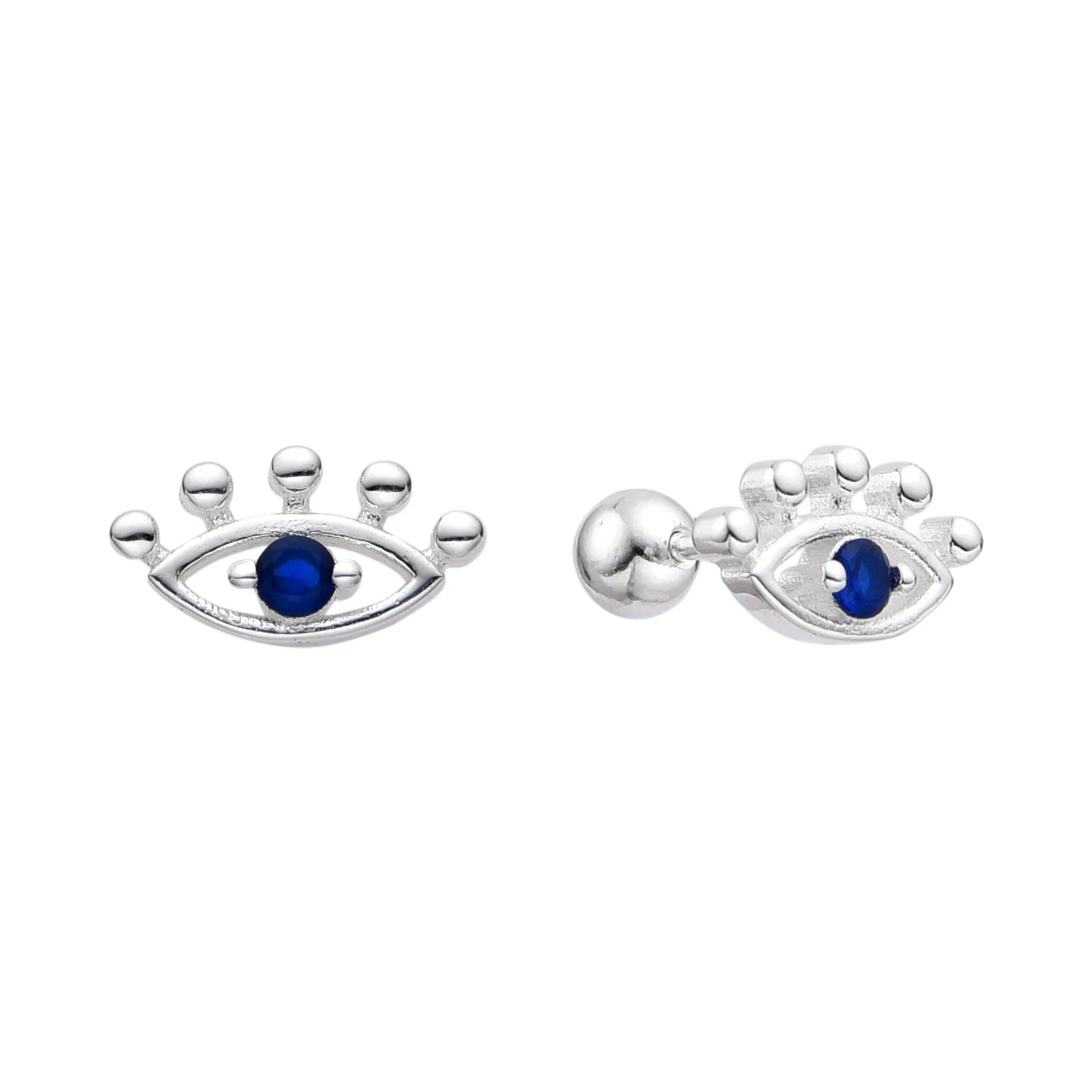 Zarcillos de Rosca de Ojo Turco en Plata 925