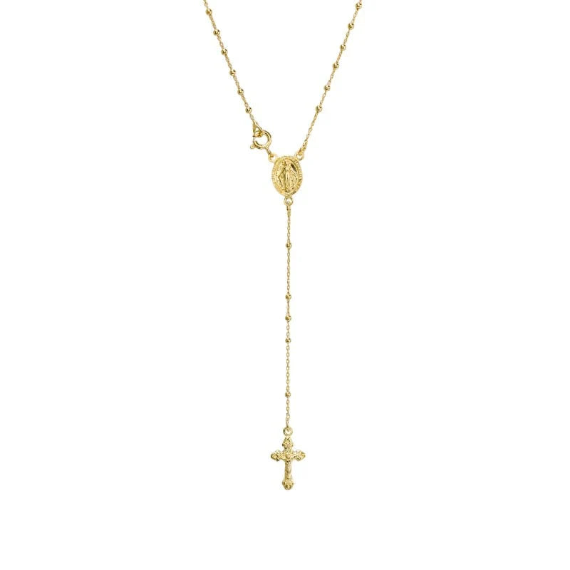 Rosario De La Milagrosa 2mm en Plata 925 con Baño de Oro