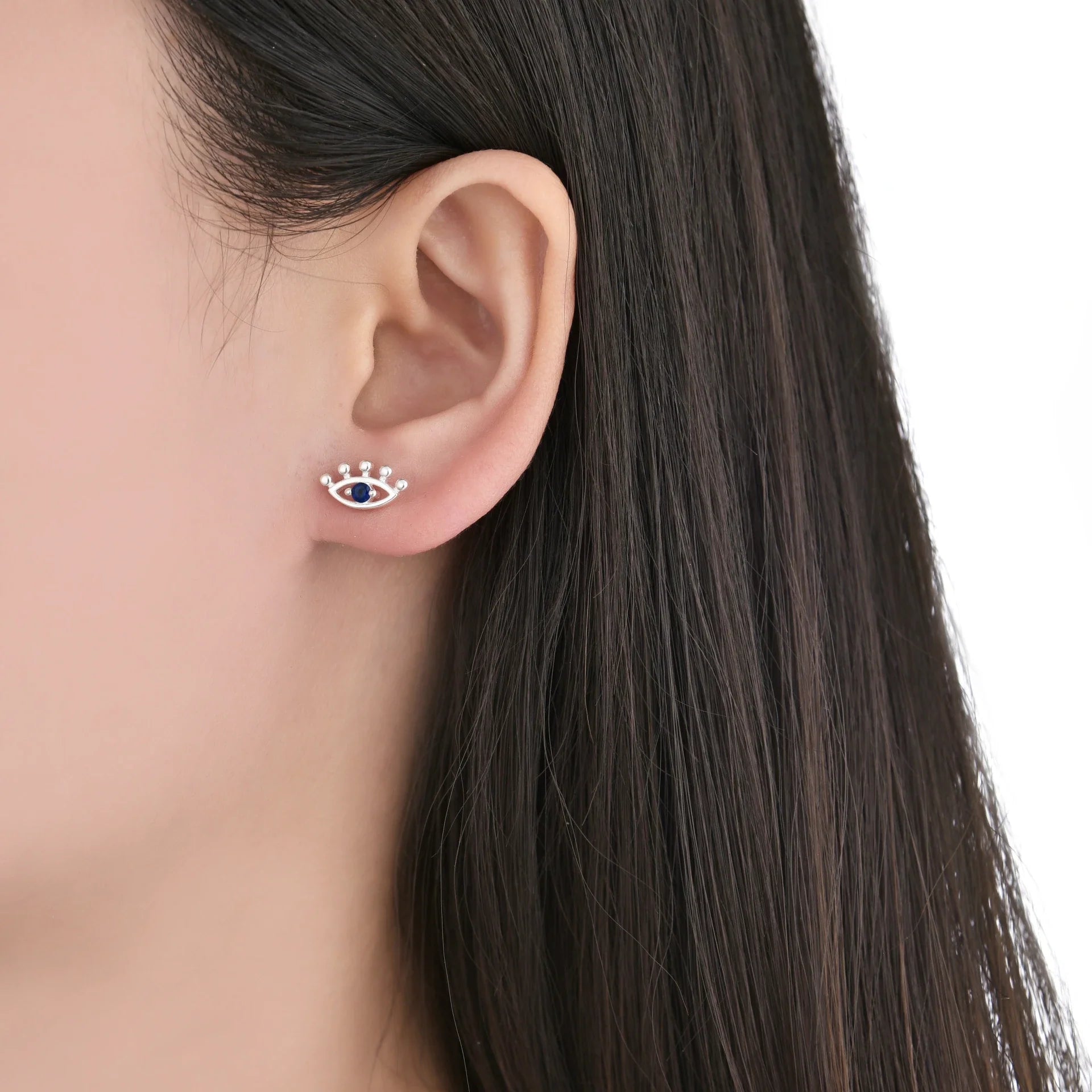 Zarcillos de Rosca de Ojo Turco en Plata 925