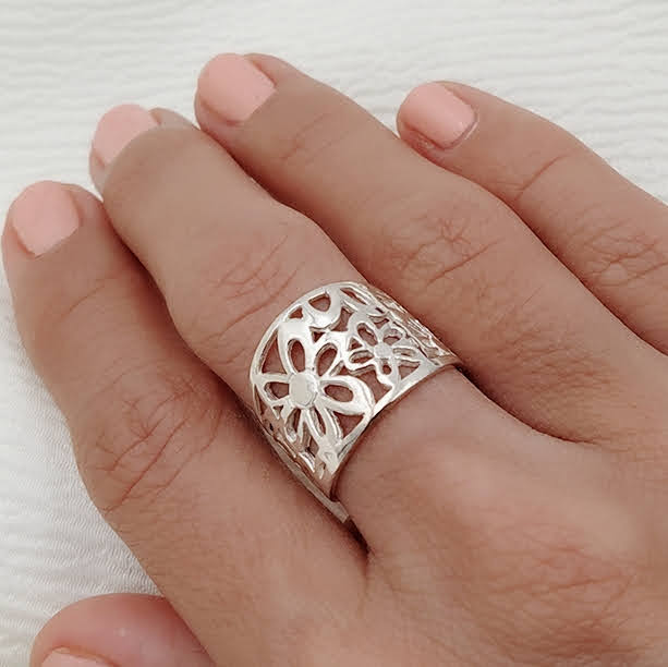 Anillo de plata 925 Flores