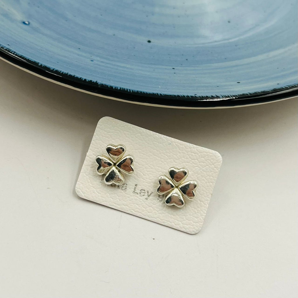 Zarcillos De Trébol en Plata 925