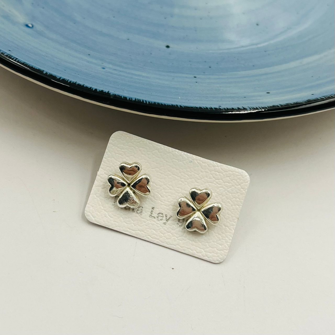 Zarcillos De Trébol en Plata 925