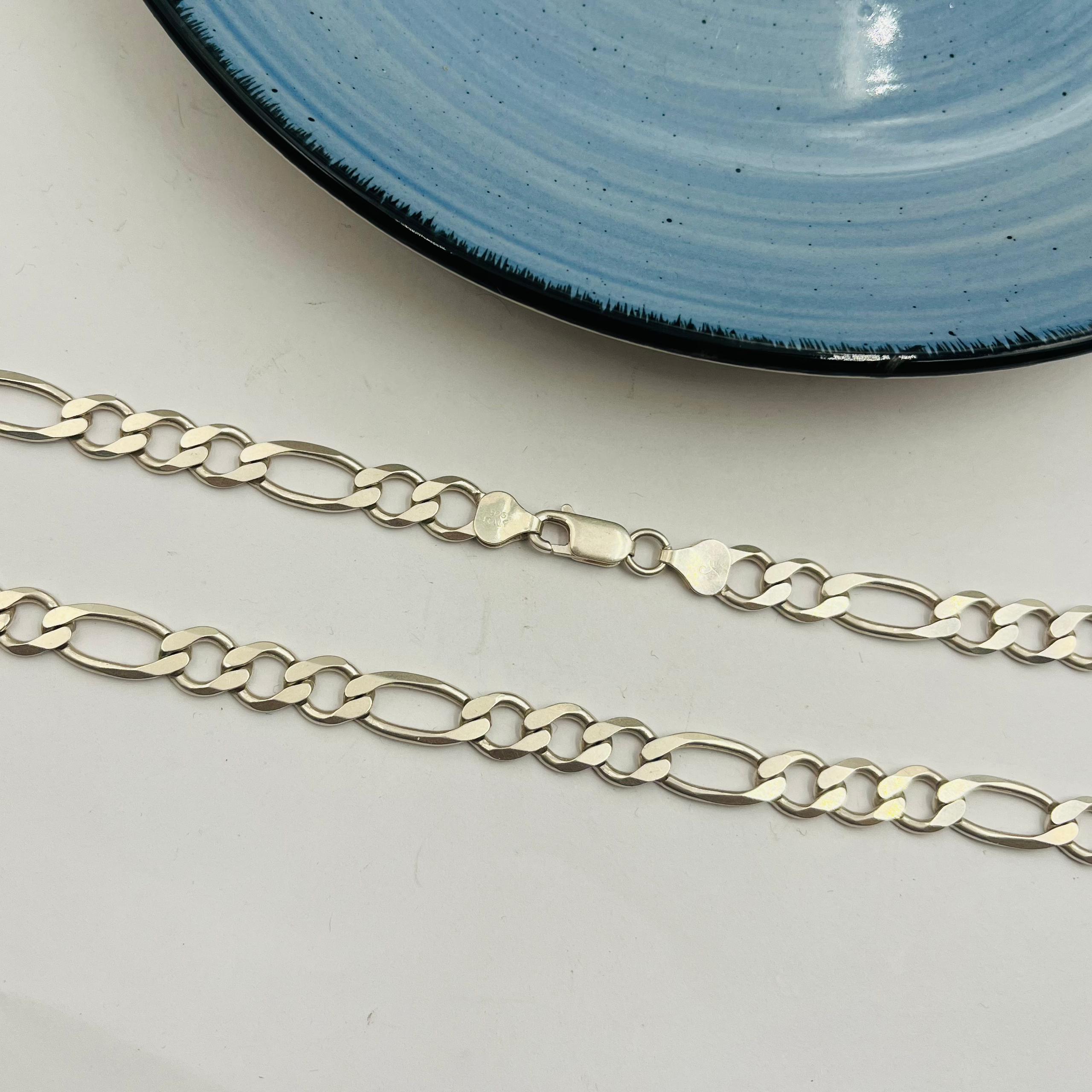Cadena Alternada 8mm Para Caballero en Plata 925