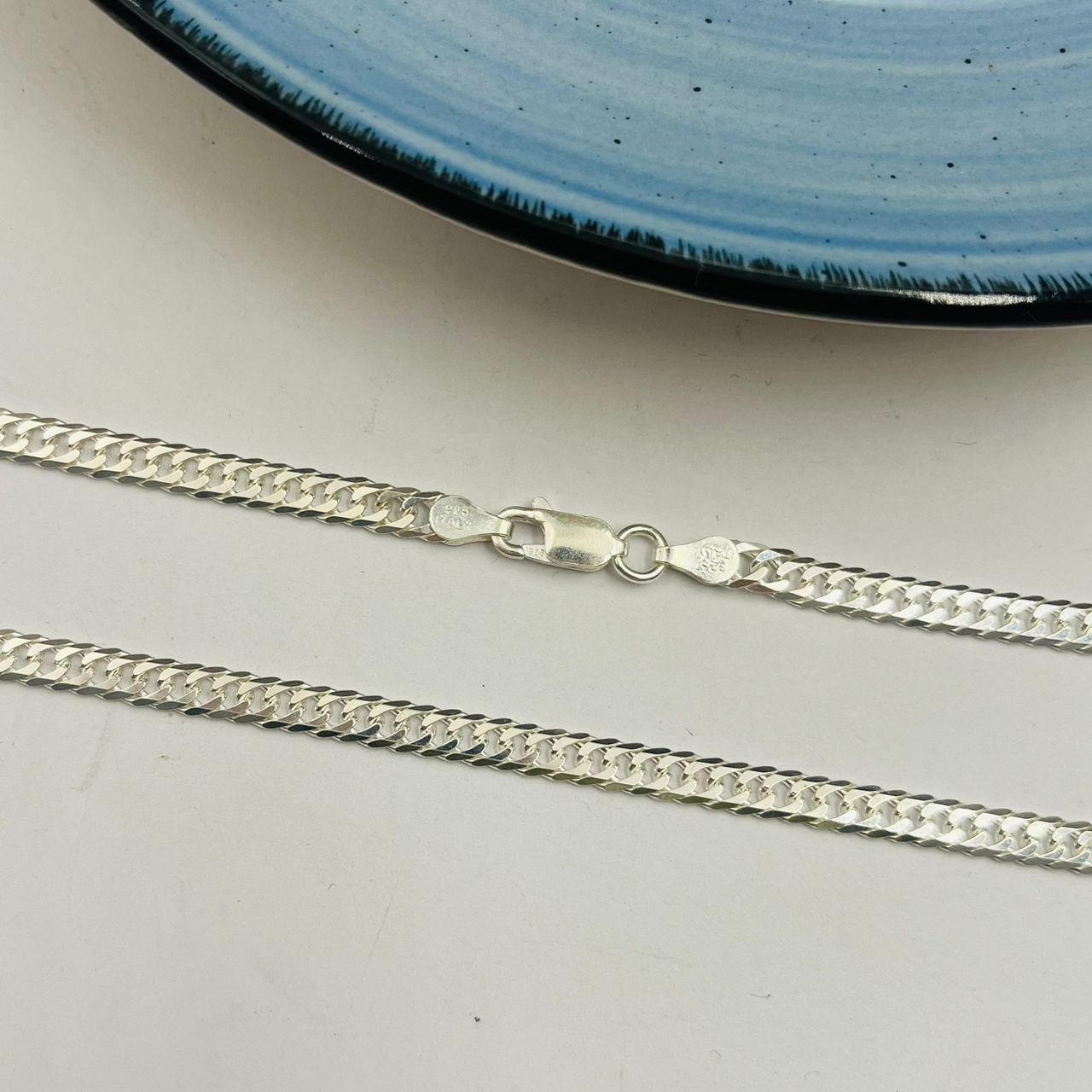 Cadena Barbada Doble 4mm Para Caballero en Plata 925