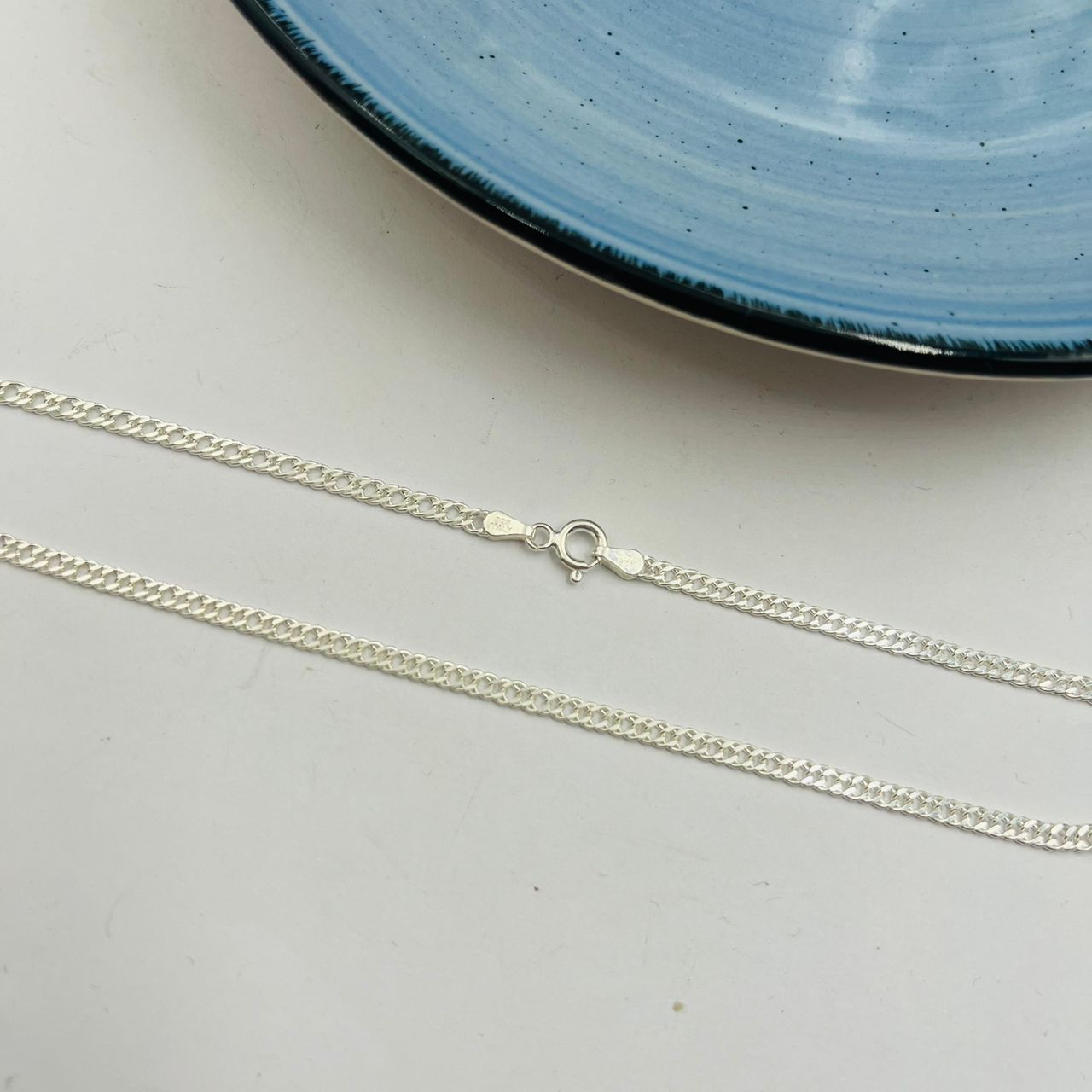 Cadena Barbada Doble 3mm Modelo 2 Para Caballero en Plata 925