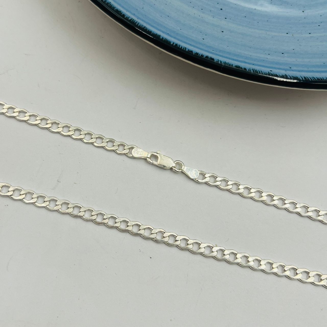 Cadena Barbada Hueca 4mm en Plata 925