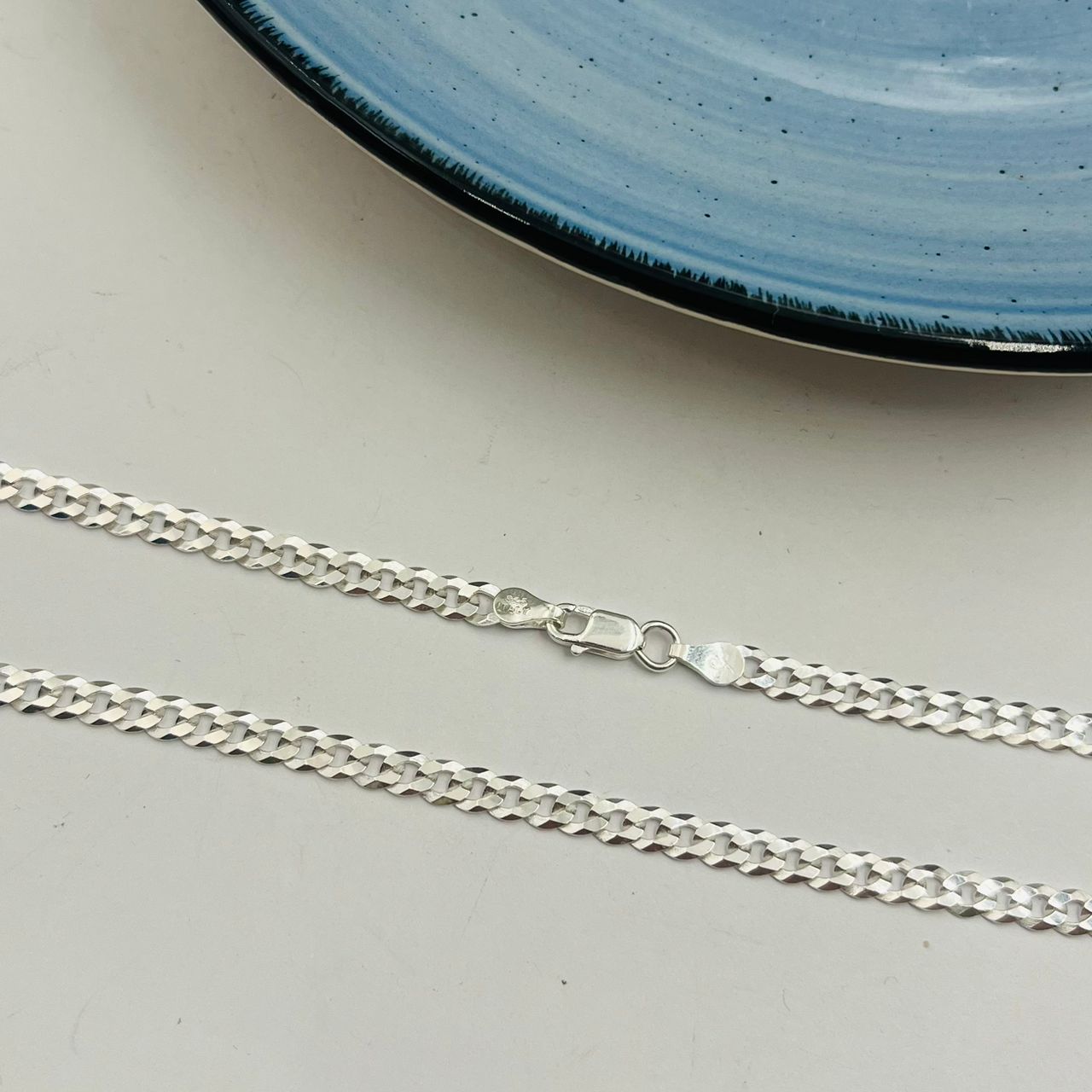 Cadena Barbada Plana 4mm en Plata 925