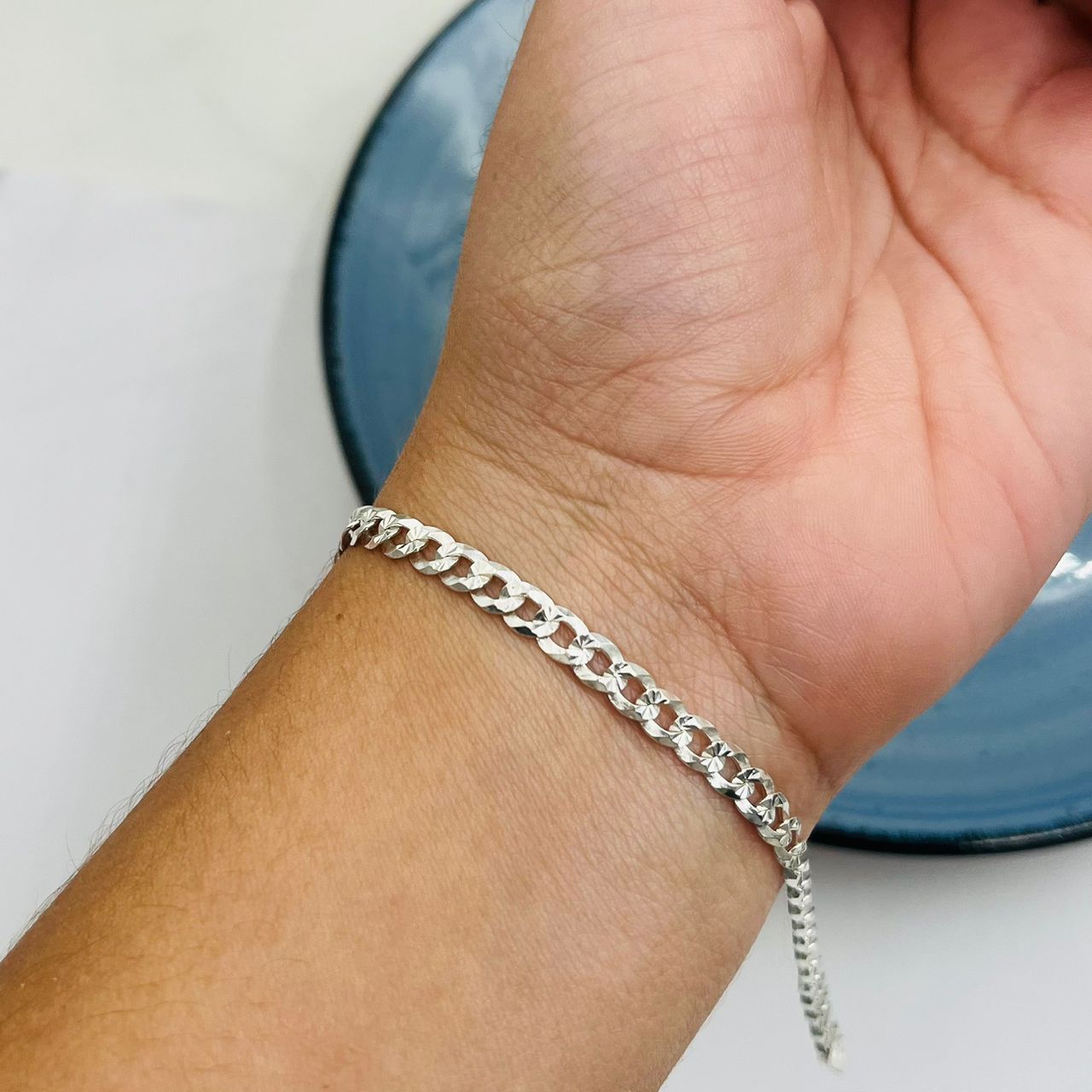 Pulsera Barbada 4mm Modelo 2 en Plata 925