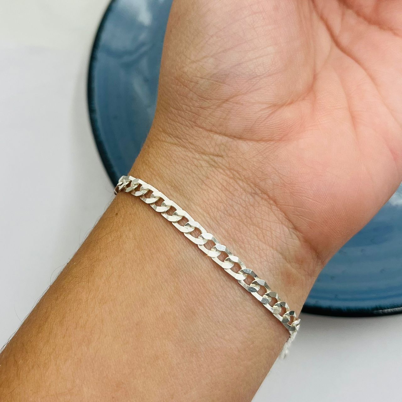 Pulsera Barbada Plana 4mm en Plata 925