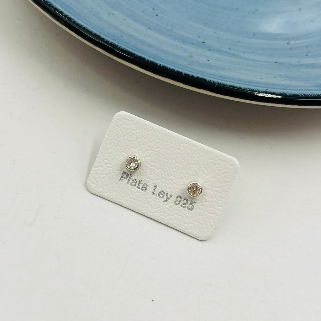 Abridores De Circón Blanco 4mm en Plata 925
