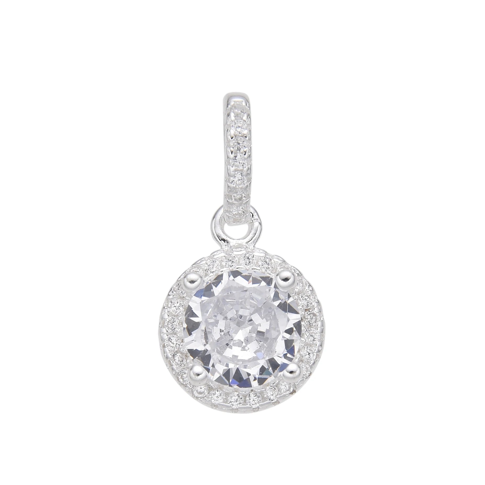 Dije de Punto De Luz Con Circones 10mm en Plata 925